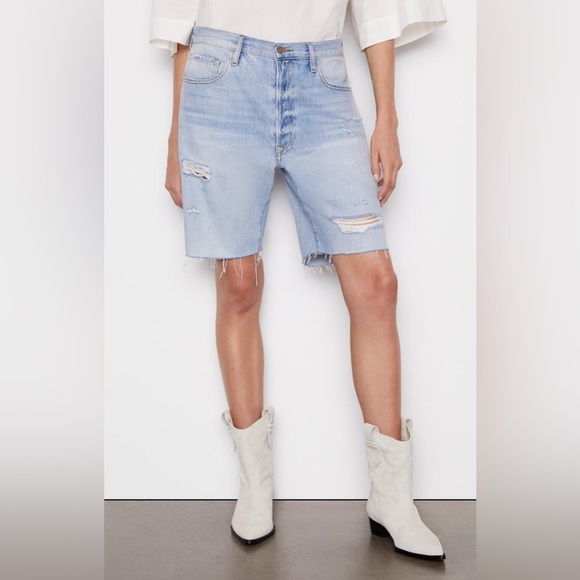 Frame Denim Pants - 🆕 Frame Le Slouch Bermuda Short Distressed Color Natoma Size 28